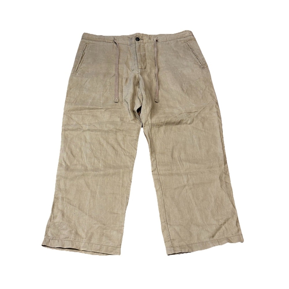 Tasso Elba Mens 37x28 Beige Linen Draw String Loose‎ Trousers Beach Wedding